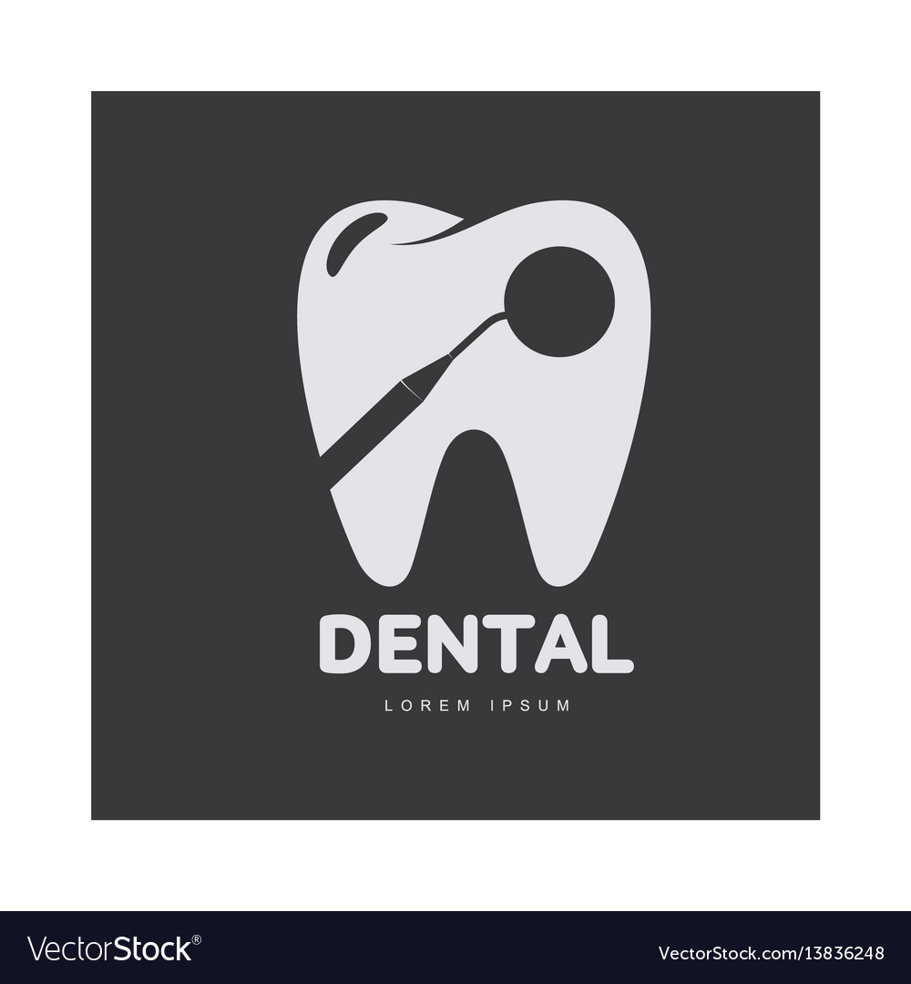 dental care logo template with mirror silhouette vector image