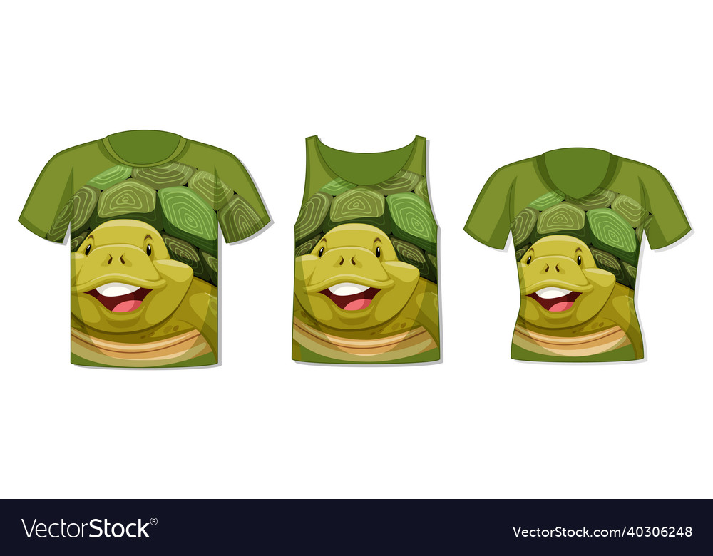 Different types of tops with turtle pattern vector image Different types of tops with turtle pattern