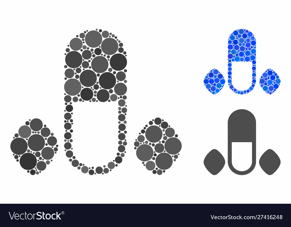 Male power pills mosaic icon circle dots