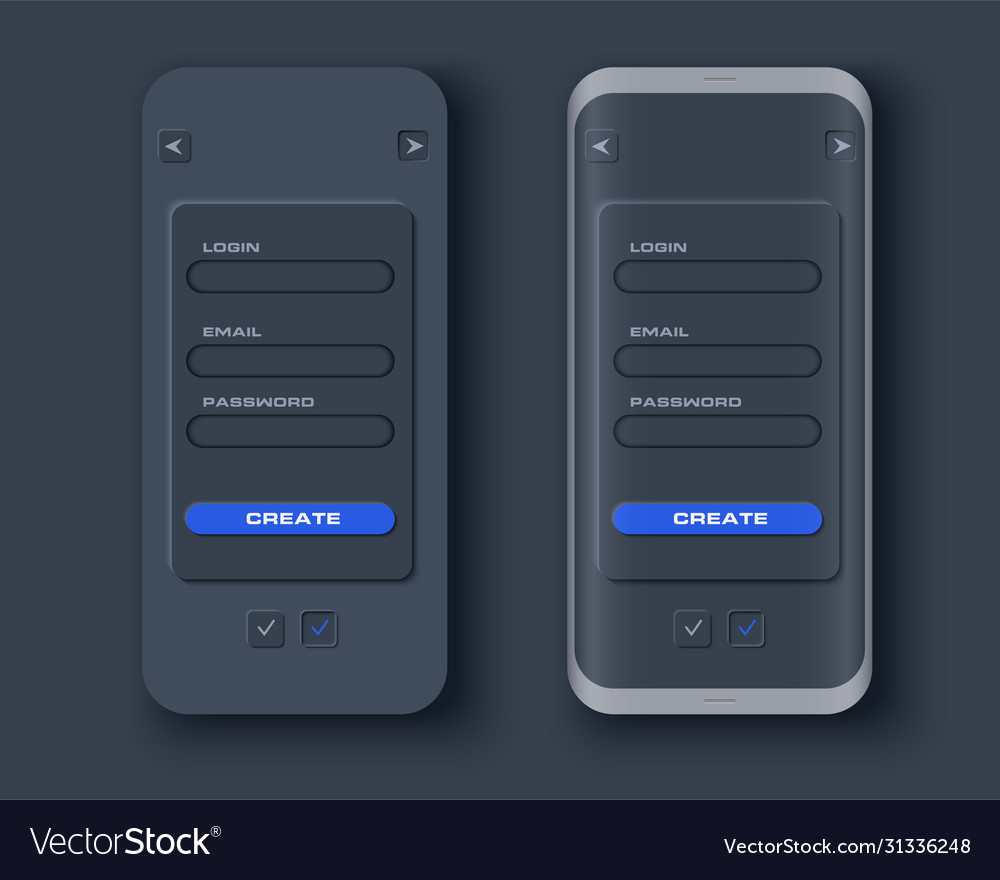 Neumorph ui kit on device screen vector image Neumorph ui kit on device screen