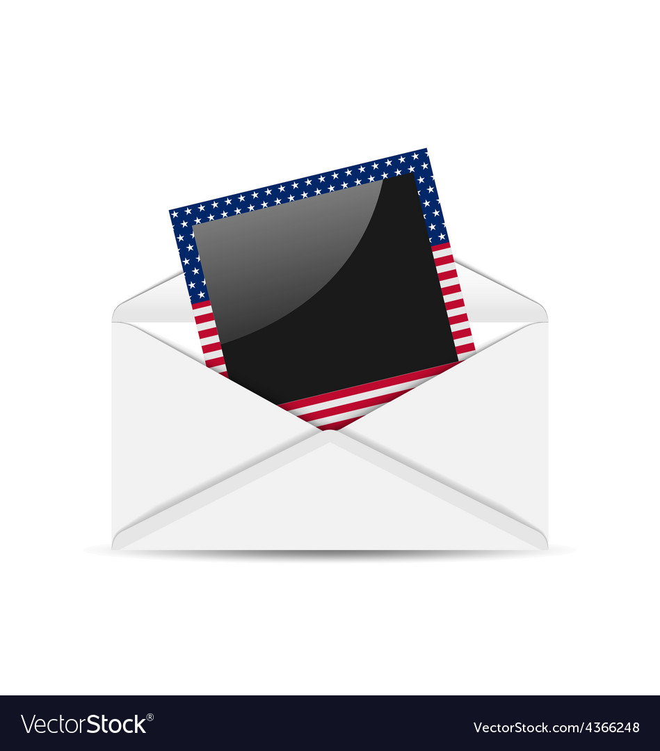 Open Envelope With Photo Frame In Us National Vector Image