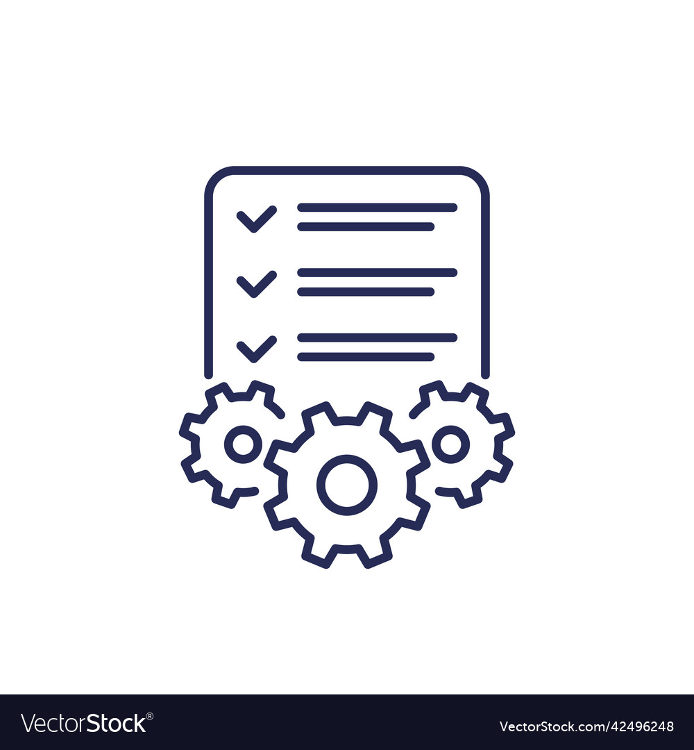 Procedures project line icon with checklist