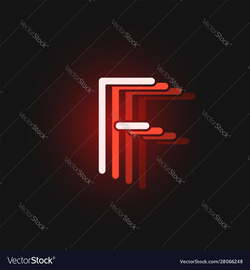 Red neon character font on black background