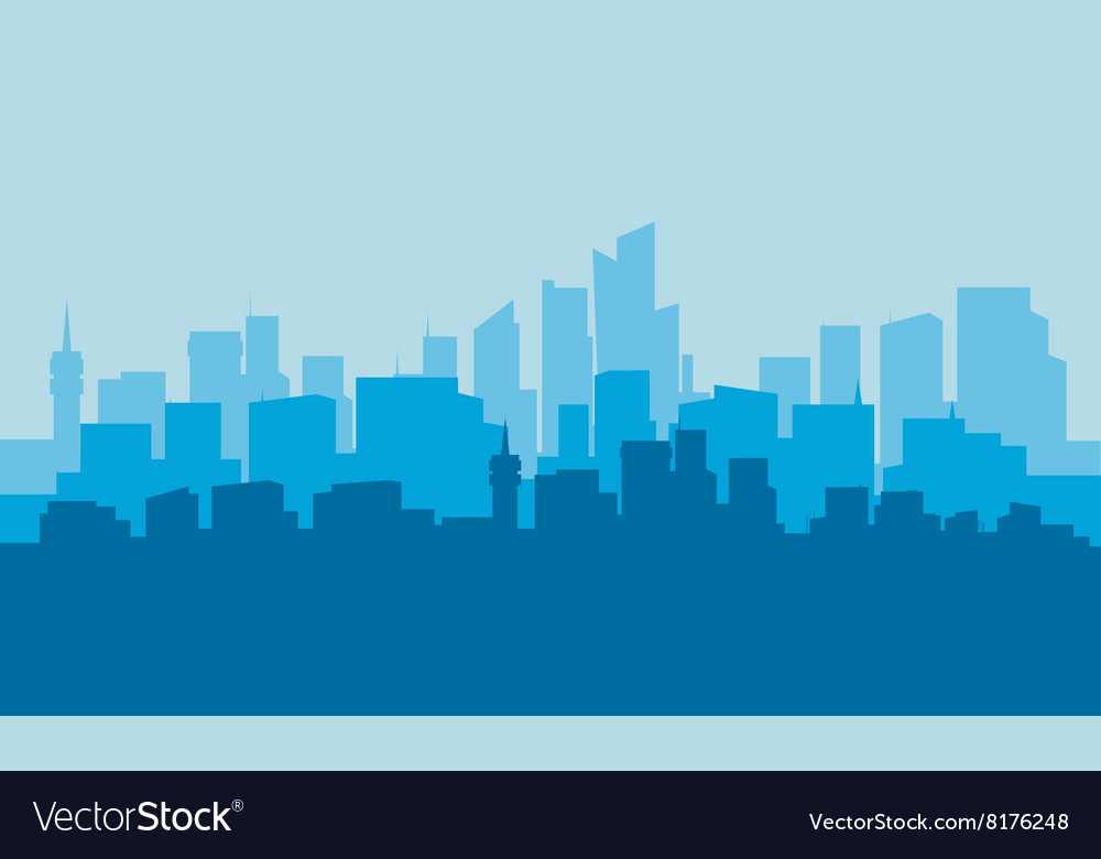 Silhouette City With Blue Background Royalty Free Vector