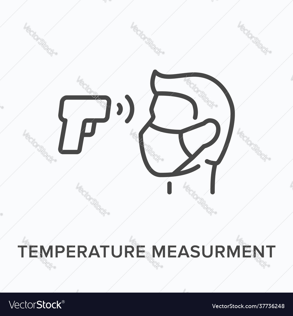 Temperature measurement flat line icon Royalty Free Vector