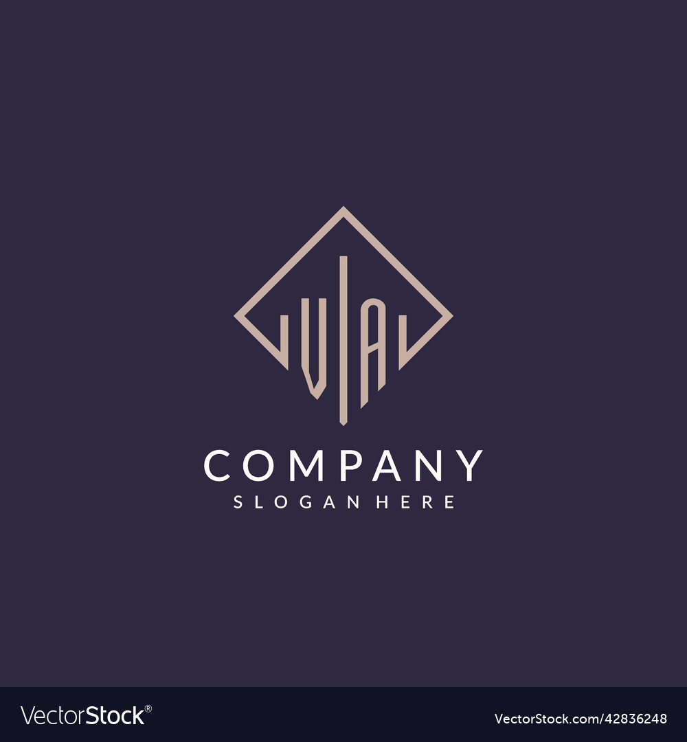 VA Monogram Initial Logo - Rectangle Style