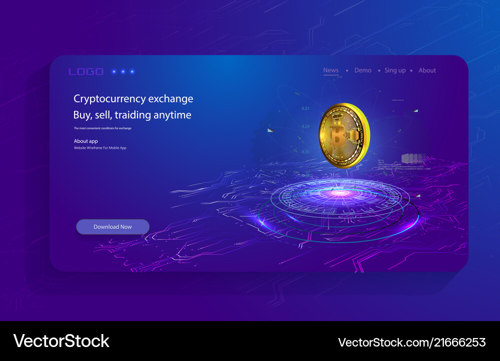 Bitcoin Conceptual Background With Blue Royalty Free Vector
