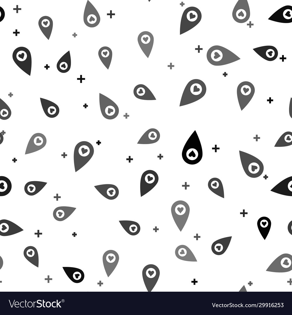 Black map pointer with heart icon isolated vector image Black map pointer with heart icon isolated