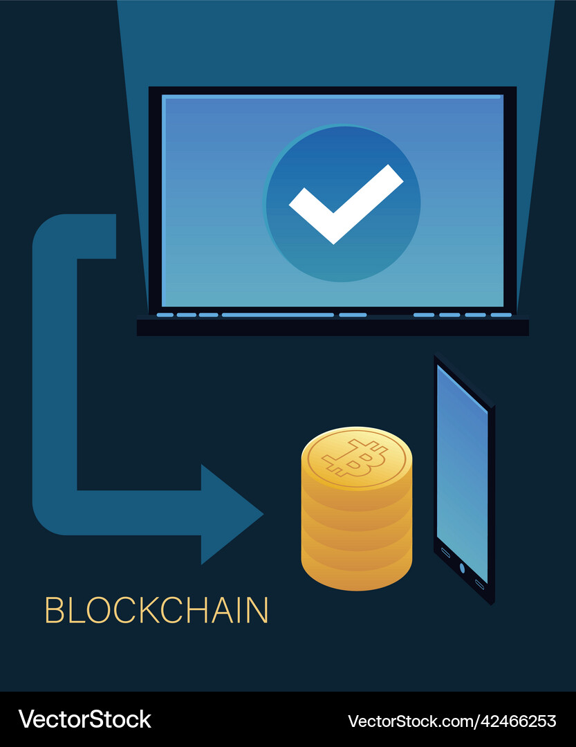 Blockchain bitcoin connection Royalty Free Vector Image