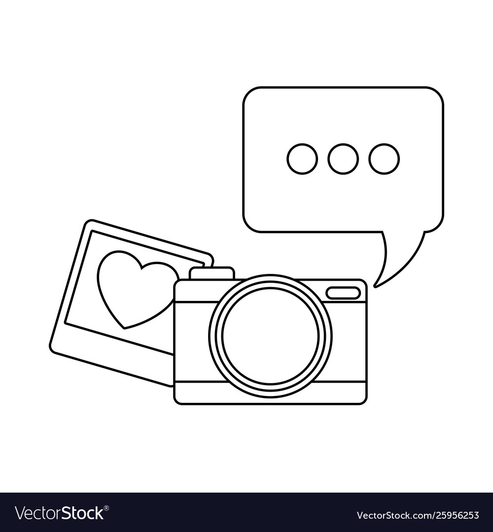 Camera photographic with speech bubble