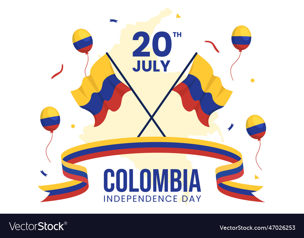 Colombia independence day with waving flag