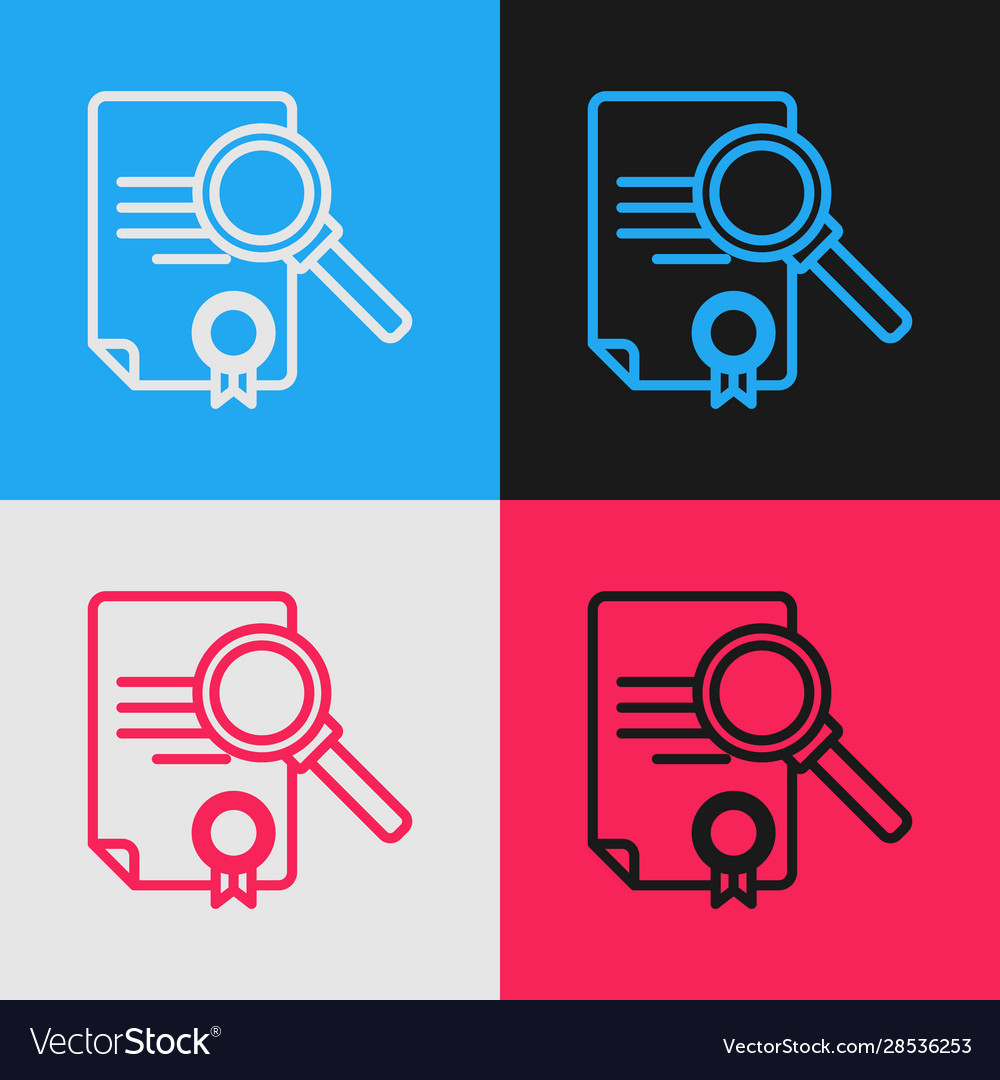Color line document with search icon isolated