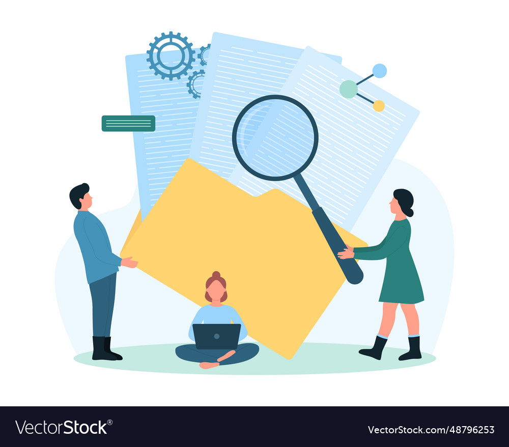 Digital data management tiny people magnify stack