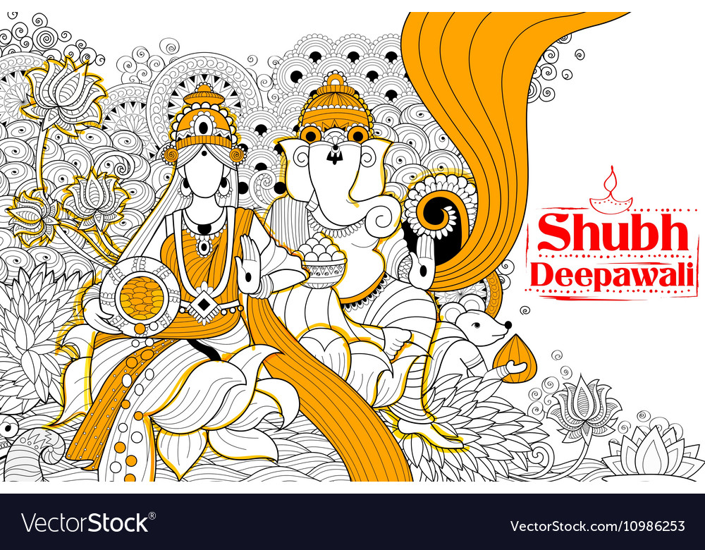 Diwali Lakshmi & Ganesha
