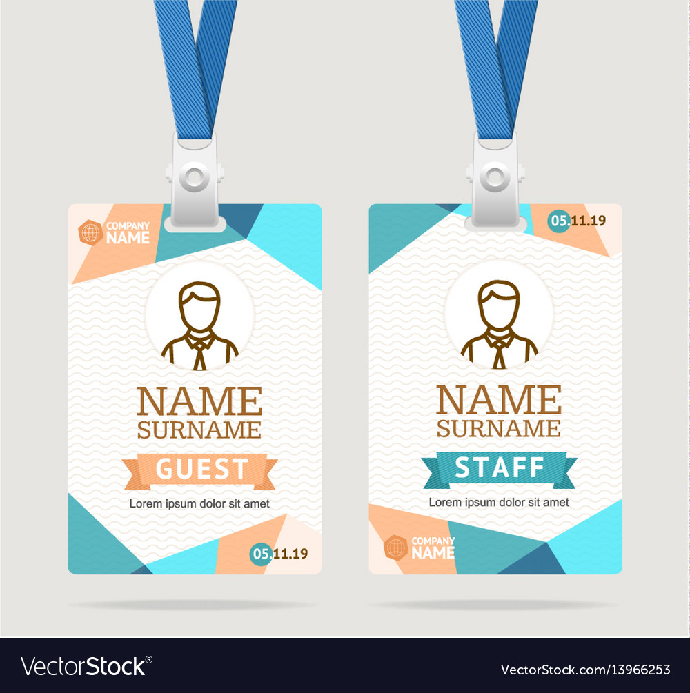 Id card template plastic badge Royalty Free Vector Image With Regard To Conference Id Card Template