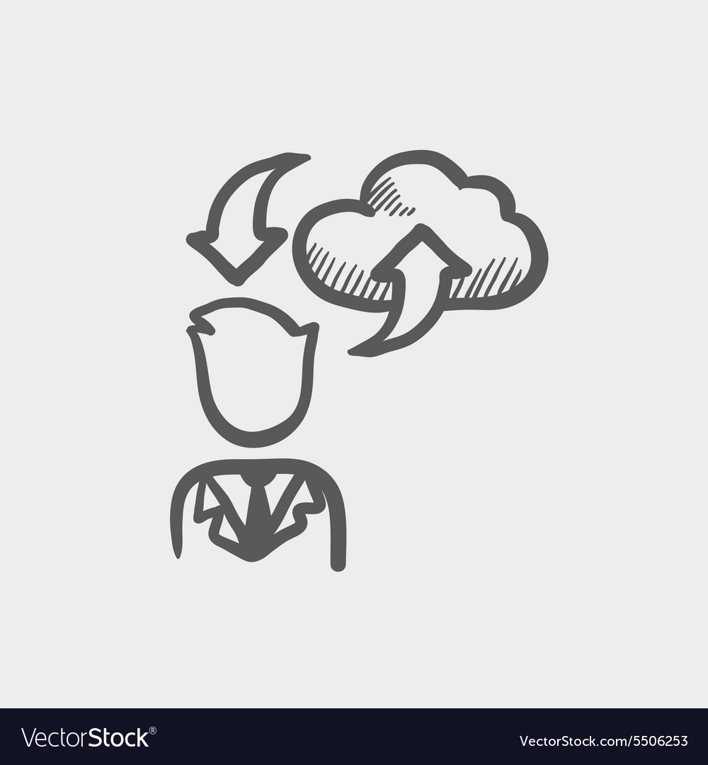 Man with cloud uploading and downloading arrows