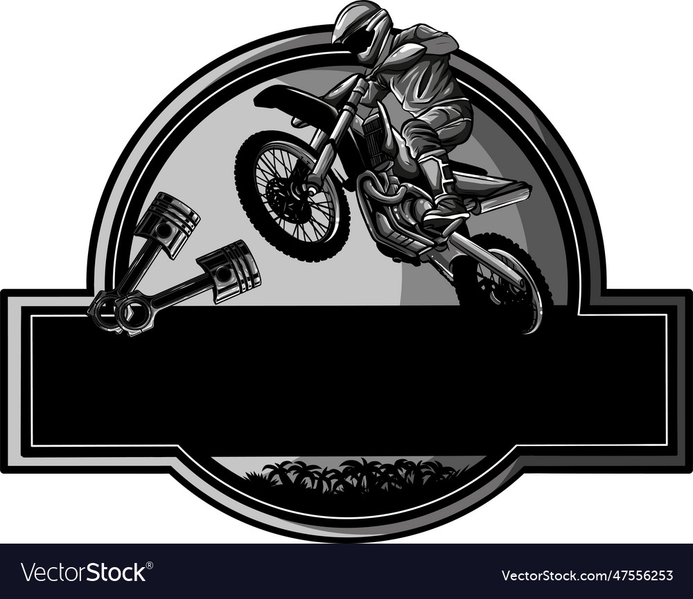 Monochrome moto cross logo Royalty Free Vector Image