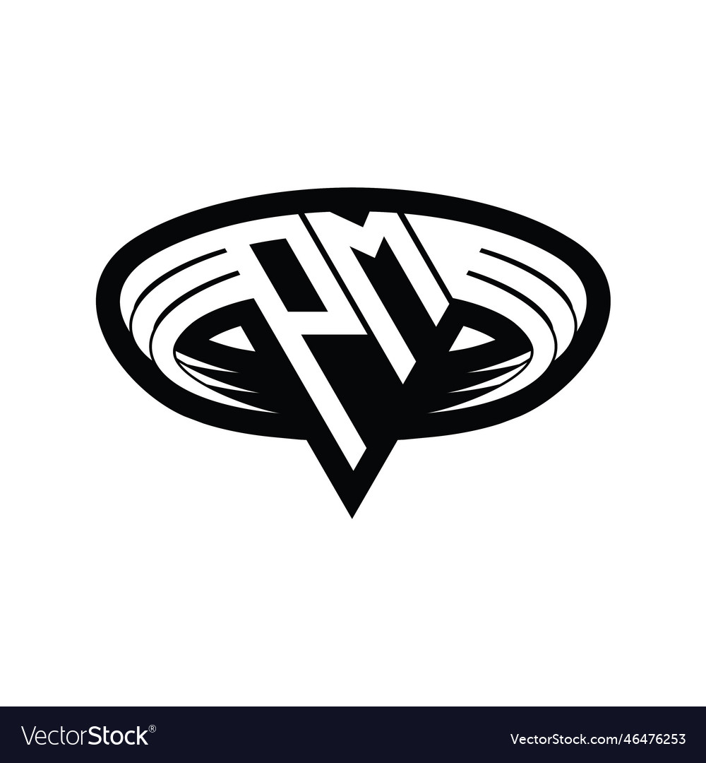 Pm logo monogram with triangle shape slice Vector Image Pm logo monogram with triangle shape slice