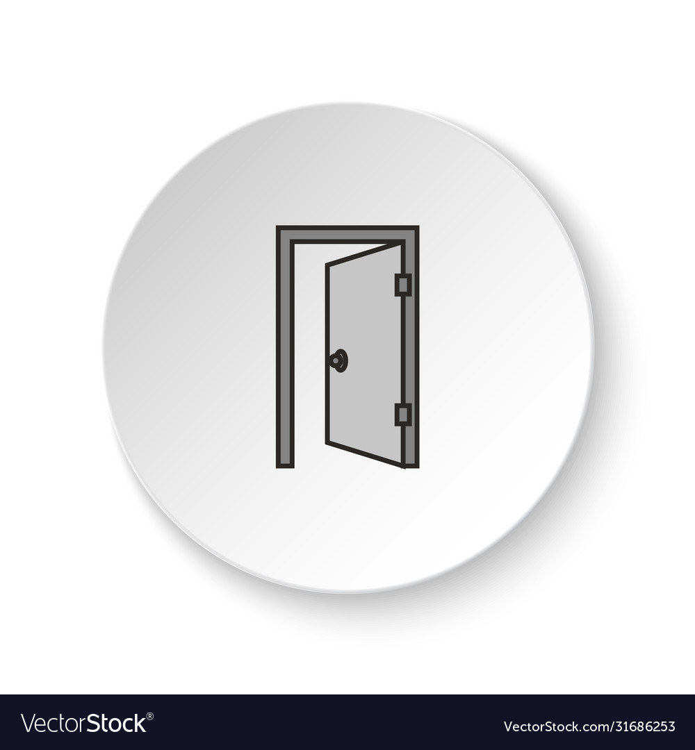 Round button for web icon door open vector image Round button for web icon door open