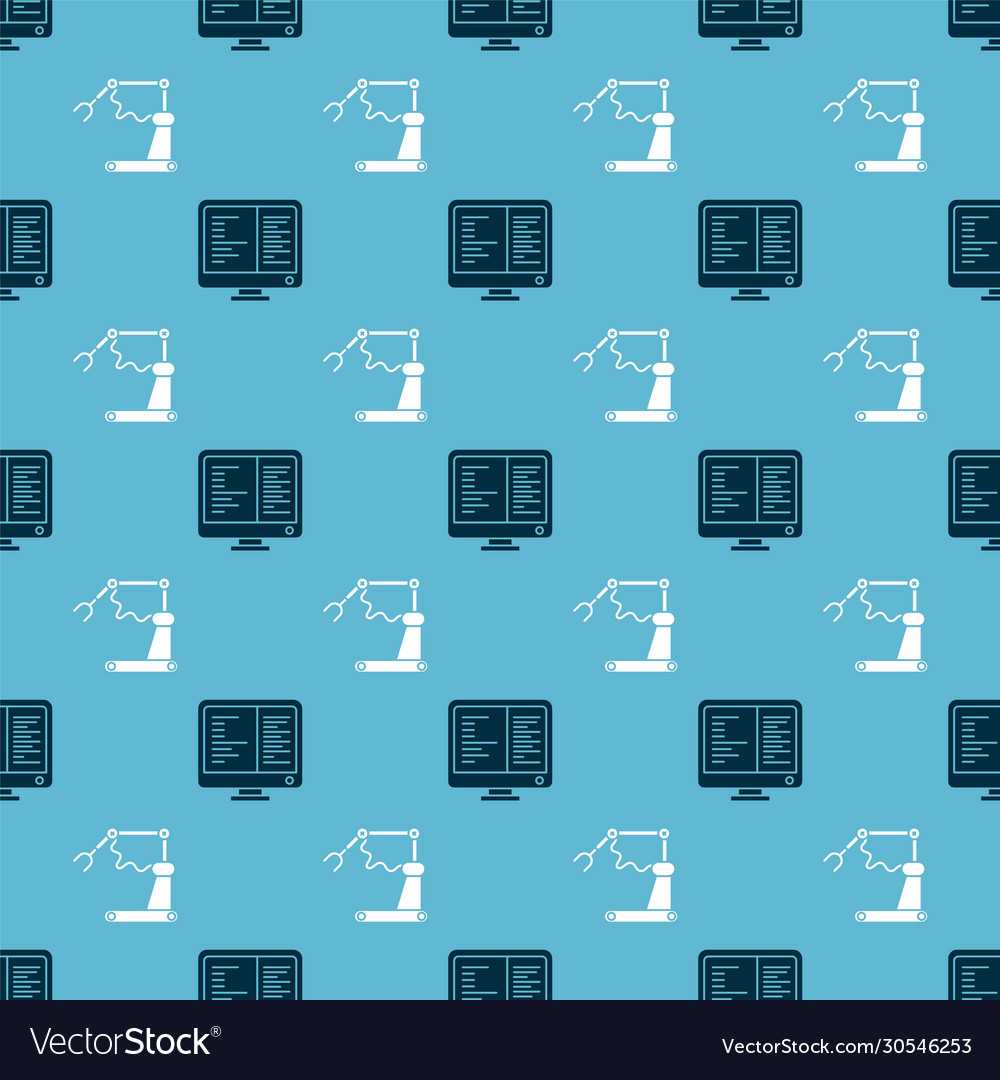Set computer monitor screen and industrial machine