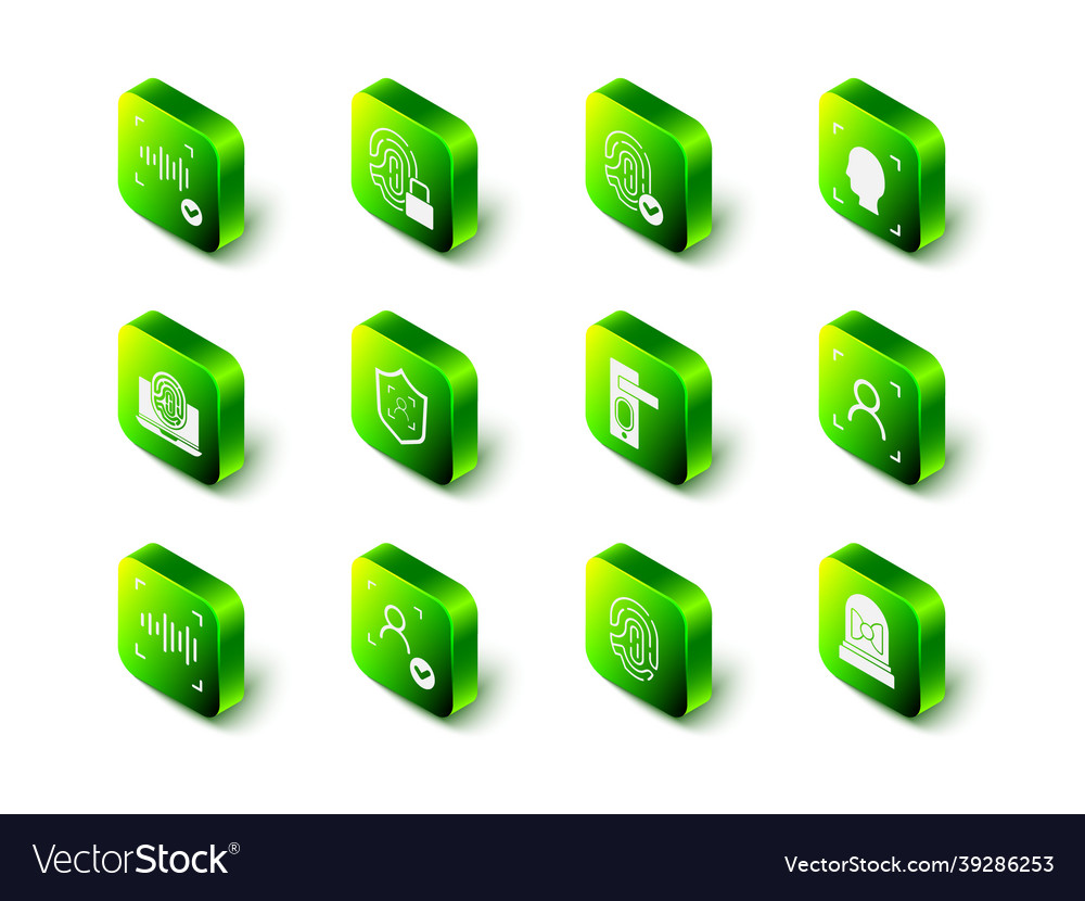 Set fingerprint with lock face recognition vector image Set fingerprint with lock face recognition