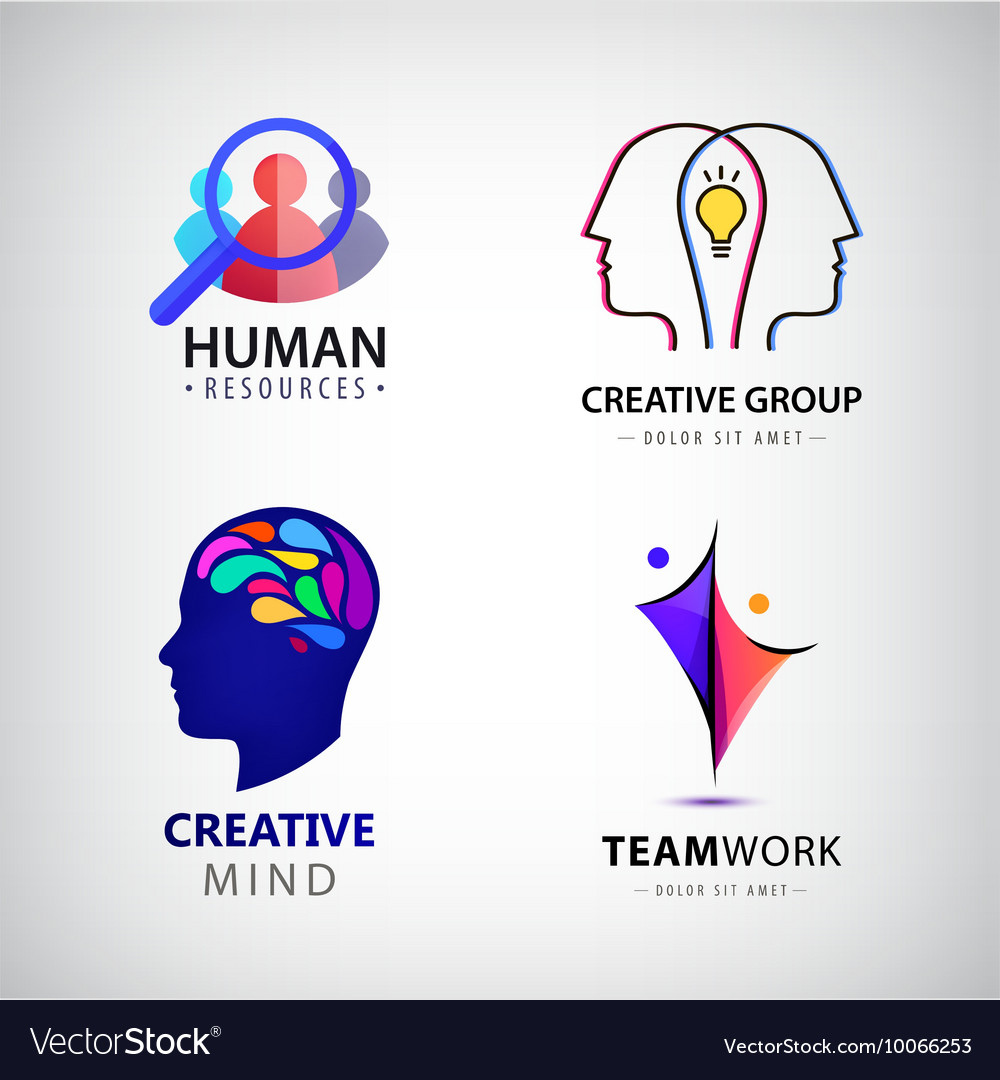 Set Of Man Logo Creative Group Hr Royalty Free Vector Image