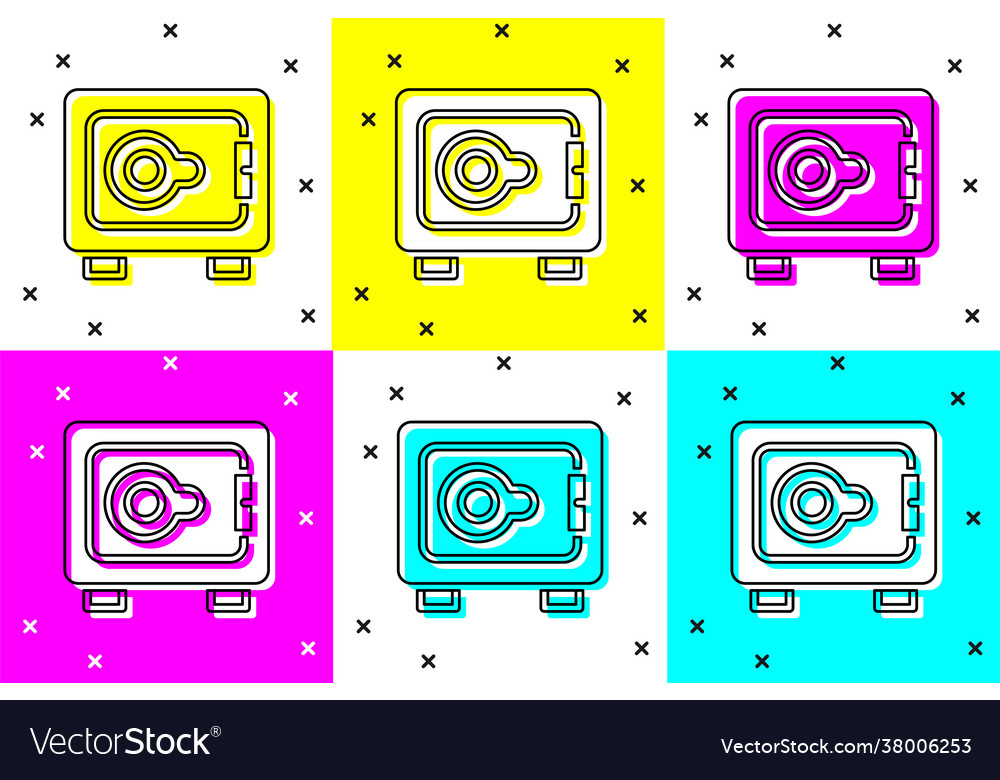Set safe icon isolated on color background