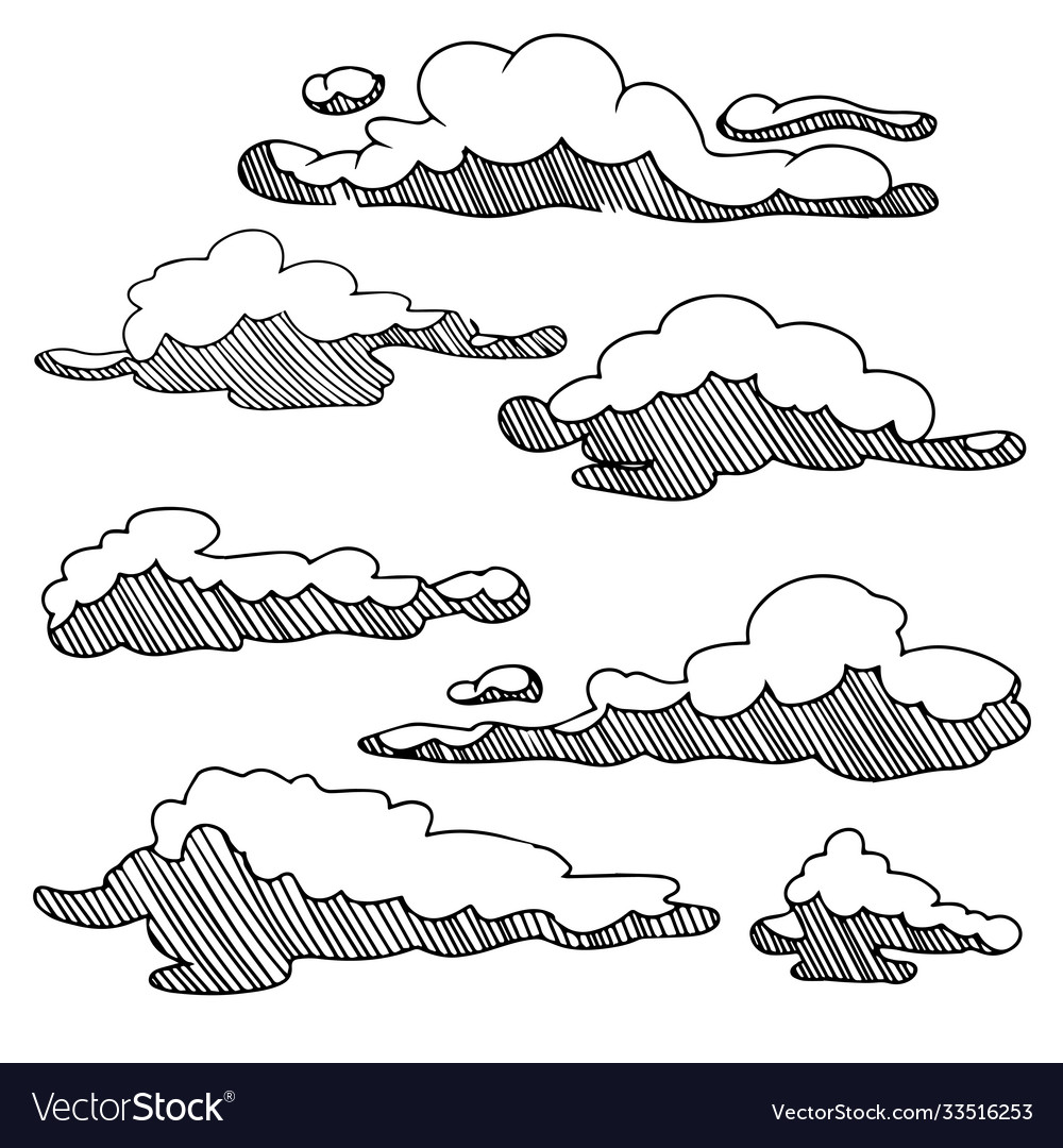 Sketch collection clouds in hand drawn