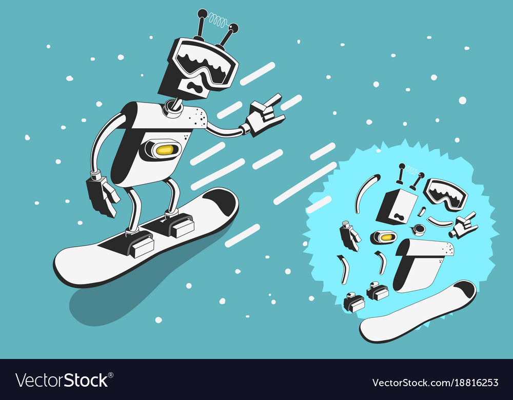 Snowboard design with robot snowboarder