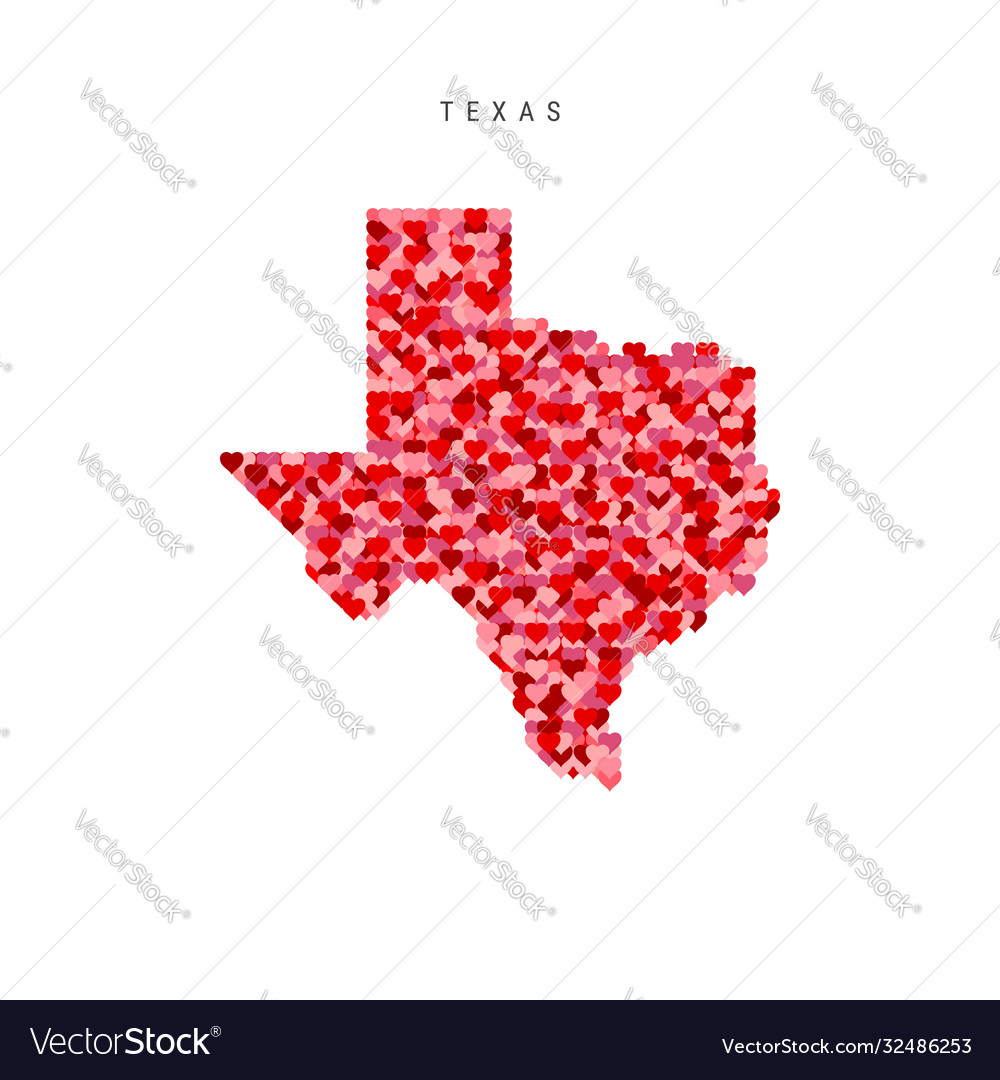 Texas Hearts Map Red amp Pink Royalty - Texas Hearts Map Red Pink Vector 32486253 