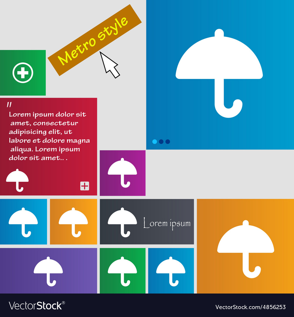 Umbrella icon sign metro style buttons modern