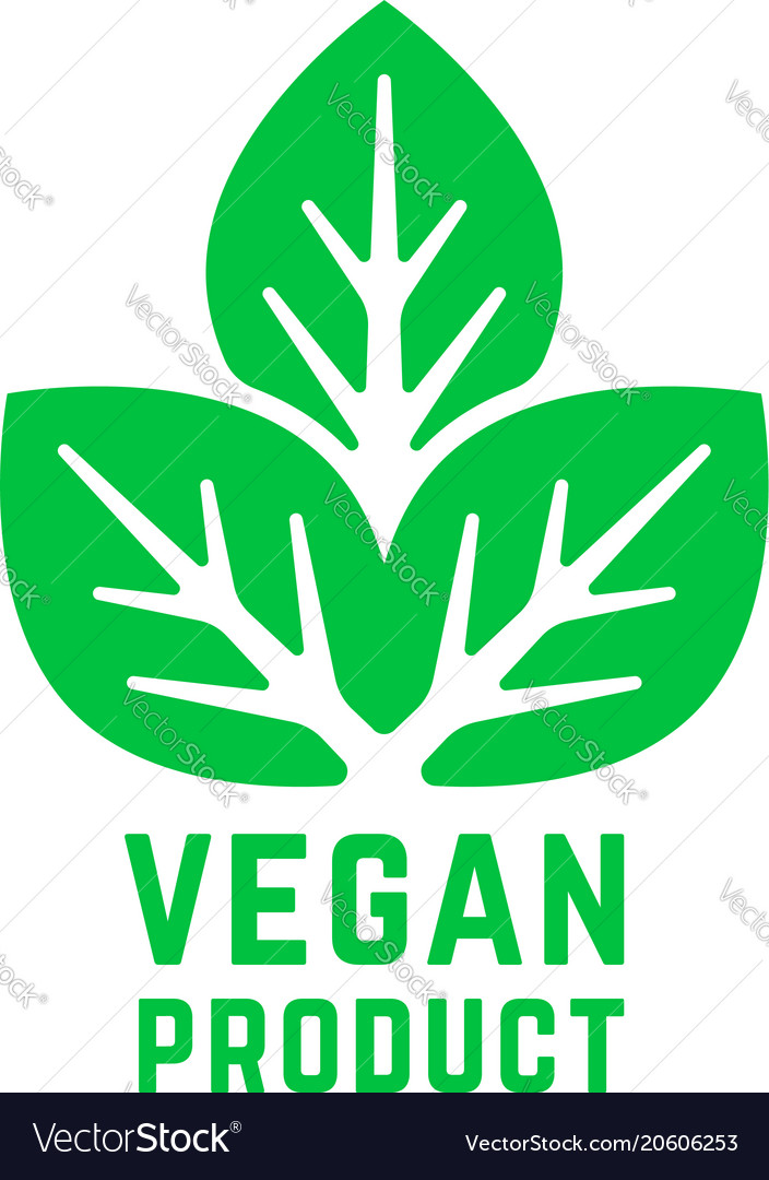 Vegan product green logo isolated on white Vector Image