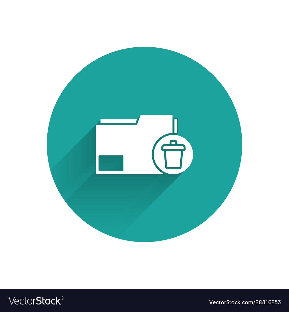 White delete folder icon isolated with long shadow Vector Image White delete folder icon isolated with long shadow
