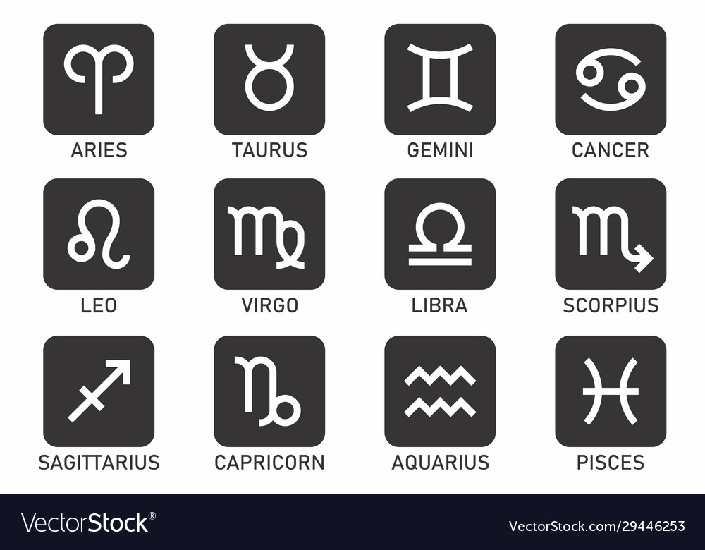 Zodiac Signs Set Royalty Free Vector Image Vectorstock