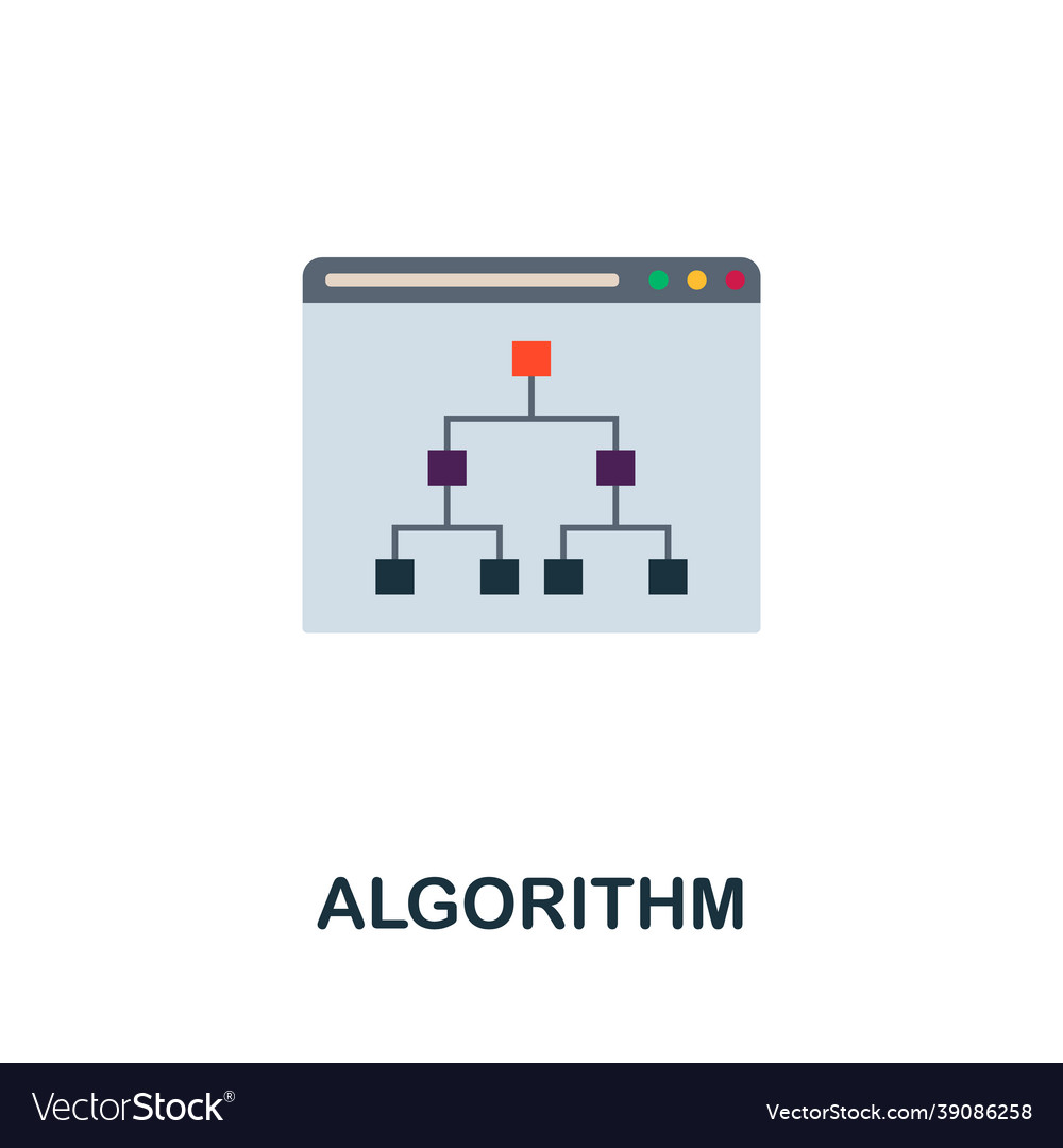 Algorithm flache Ikone farbige Zeichen von Maschine