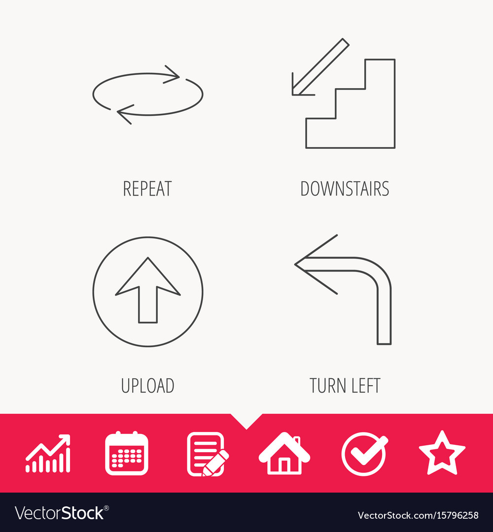 Arrows icons upload repeat linear signs