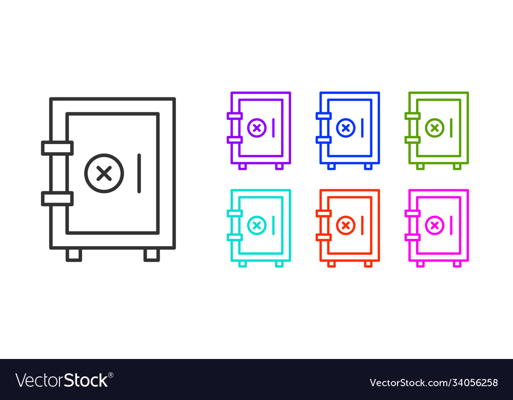 Black line safe icon isolated on white background vector image Black line safe icon isolated on white background