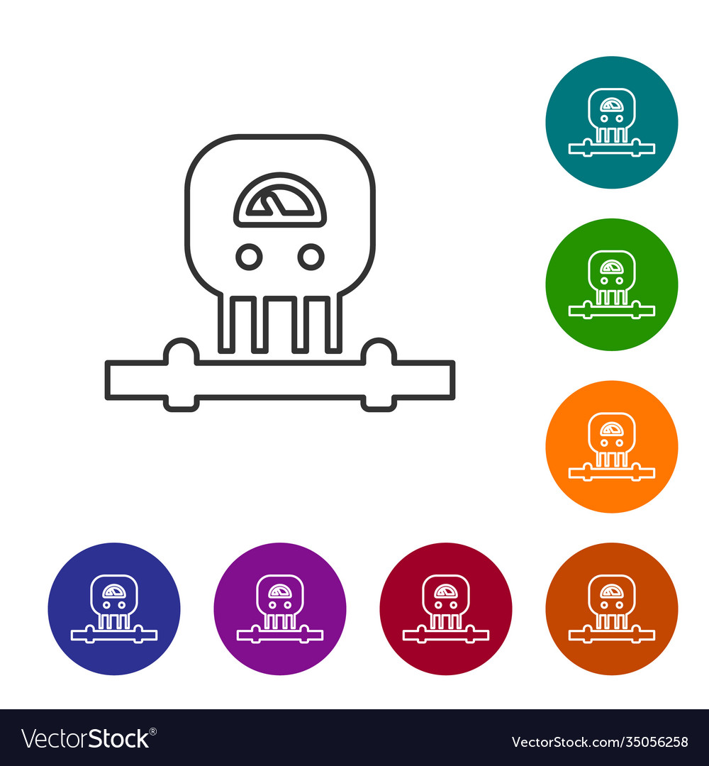 Black line smart sensor system icon isolated vector image Black line smart sensor system icon isolated