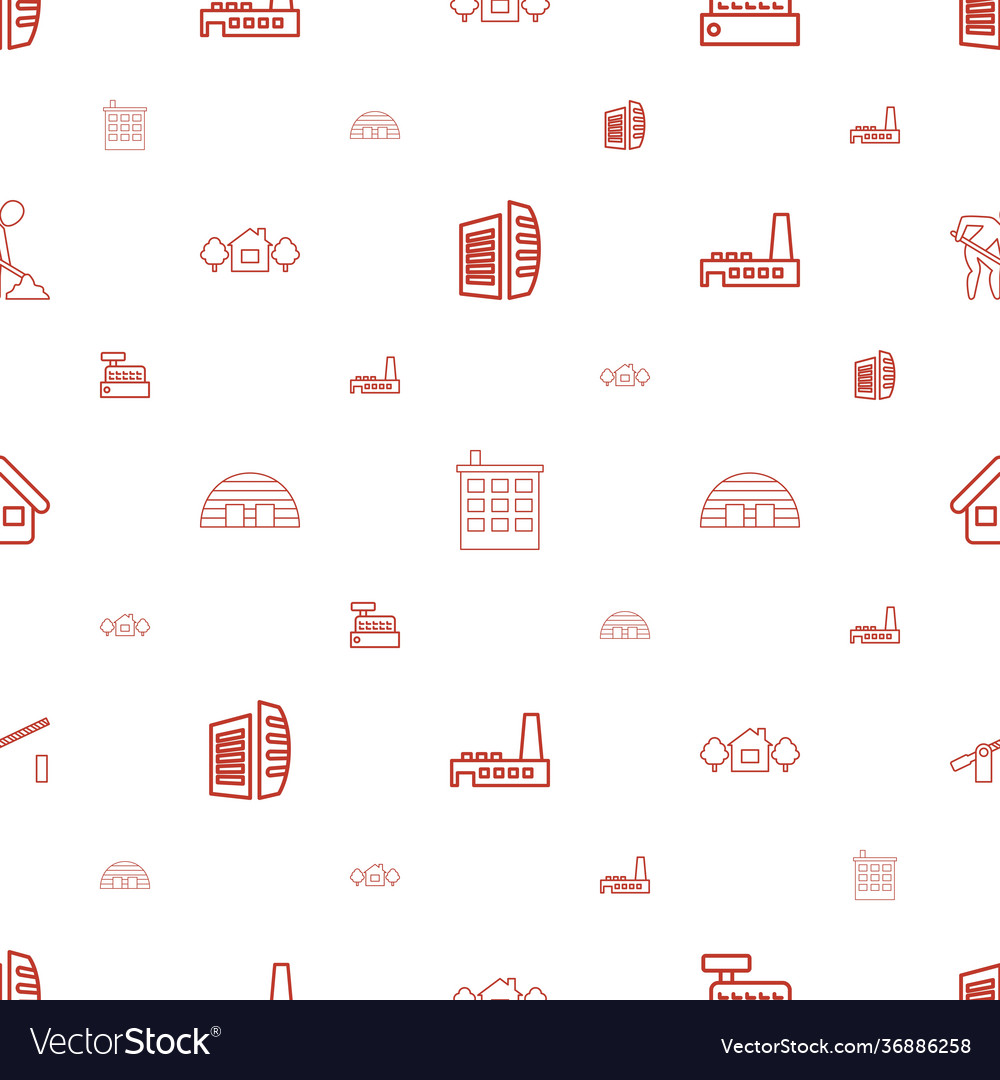 Building icons pattern seamless white background