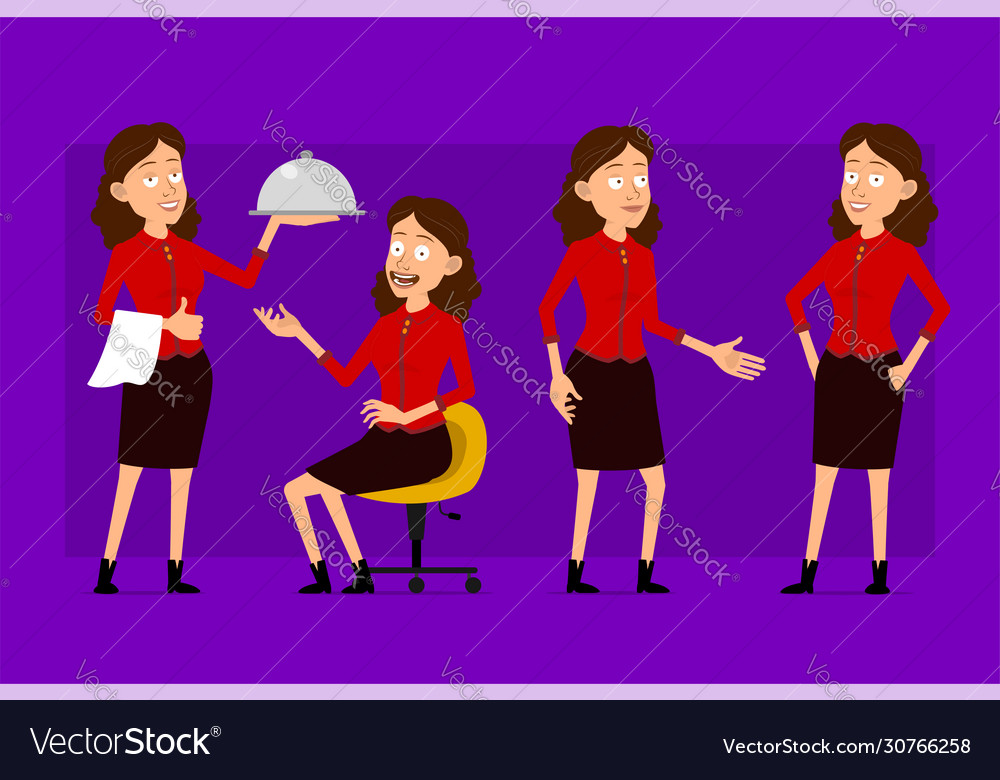 Cartoon business woman character big set