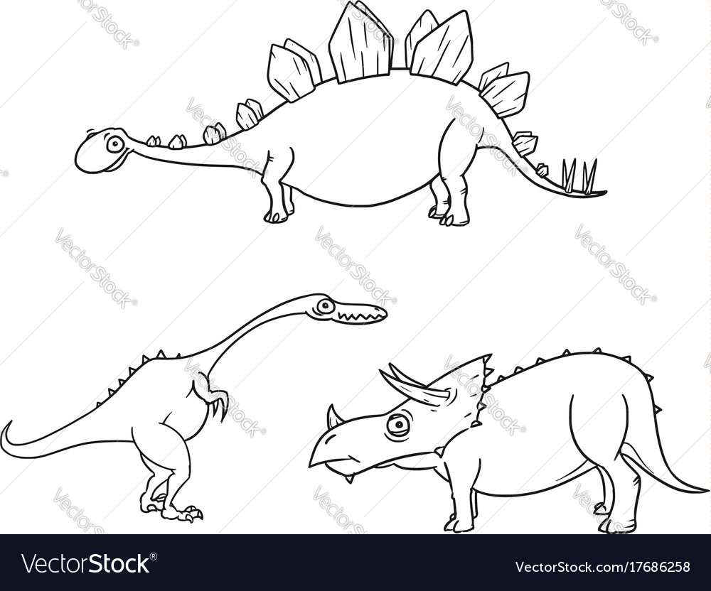 Cartoon set 04 ancient dinosaur monsters Vector Image