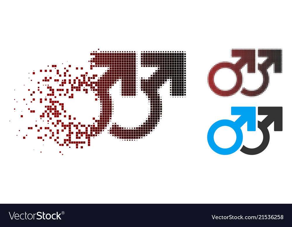 Disrupted Gay Couple Icon - Pixelated Decay