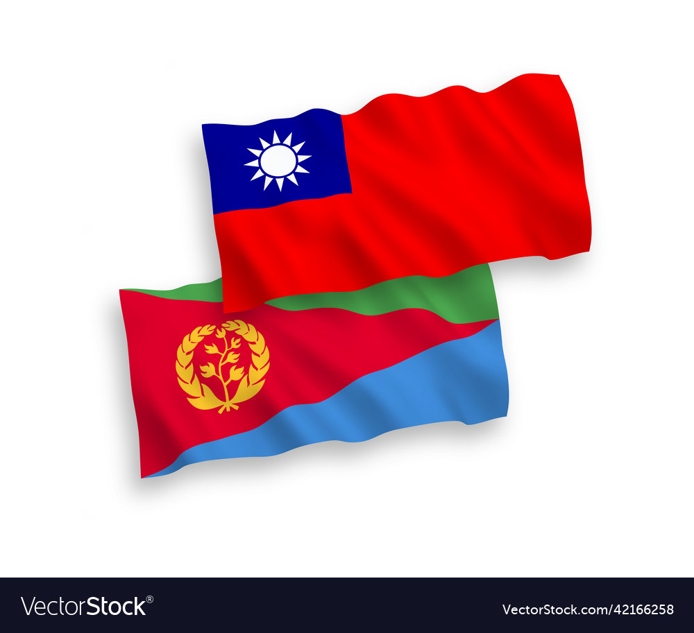 Flags of eritrea and taiwan on a white background vector image Flags of eritrea and taiwan on a white background