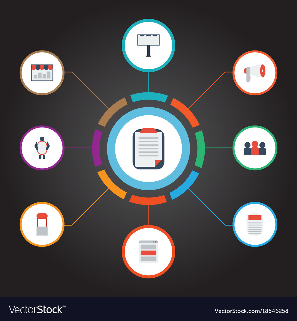 Flat icons monitoring customer summary