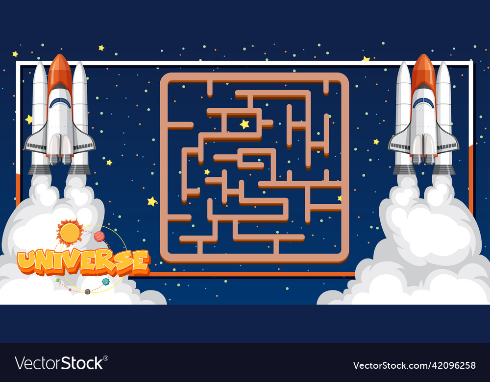 Game template with space theme background vector image Game template with space theme background