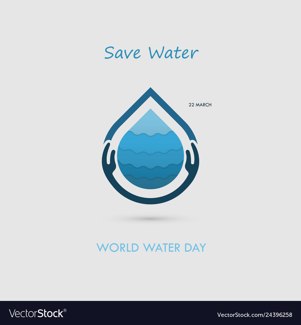 Hand- und Wassertropfen mit Wellen-Icon-Logo