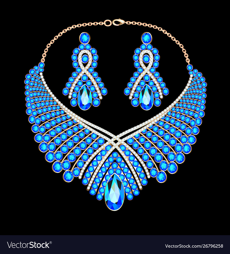 Halskette und Ohrringe Hochzeit Frauen Diamant vector image Halskette und Ohrringe Hochzeit Frauen Diamant