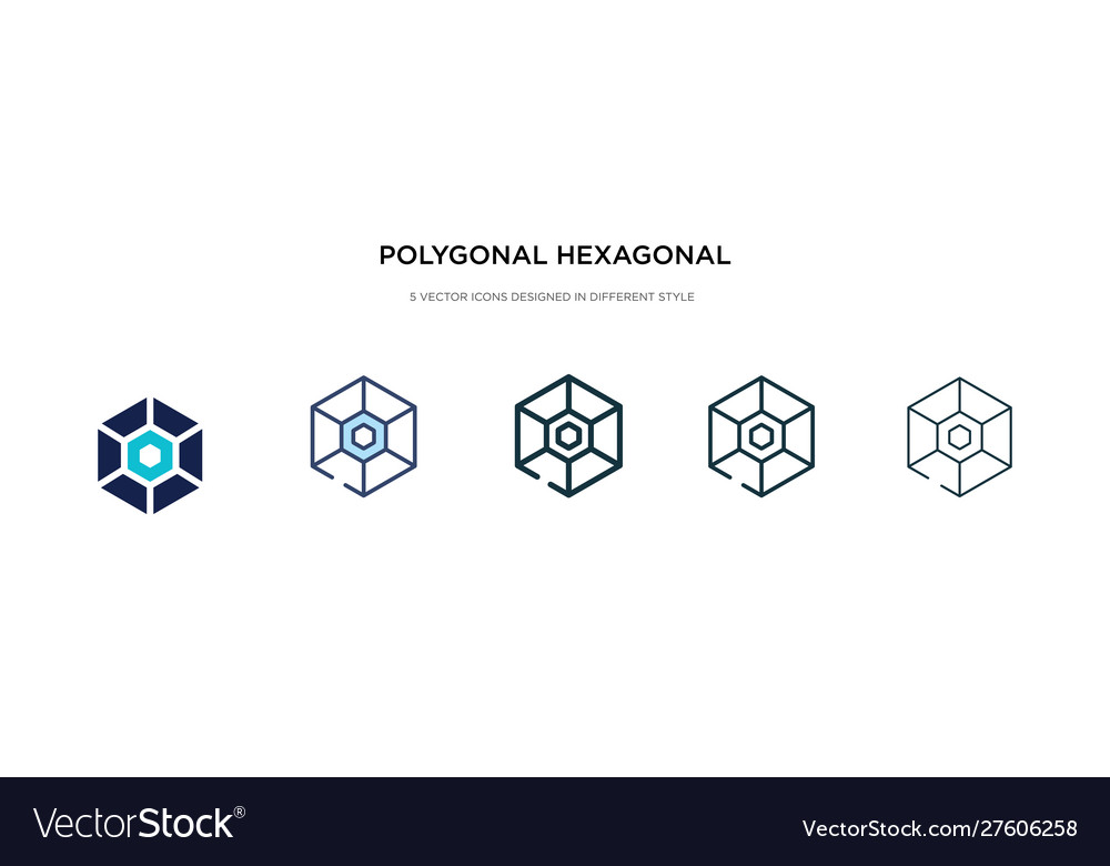 Polygonal hexagonal icon in different style two