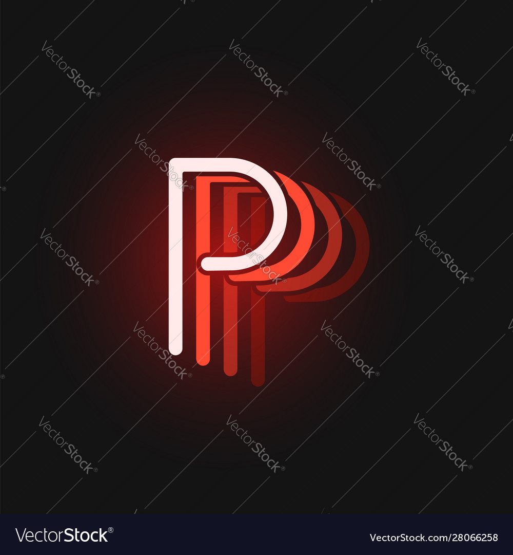 Red neon character font on black background