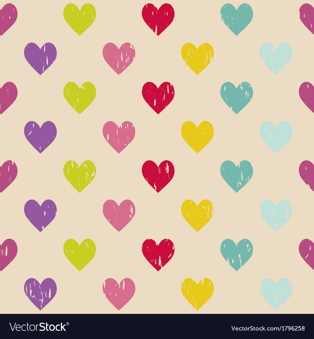Retro seamless pattern with hearts